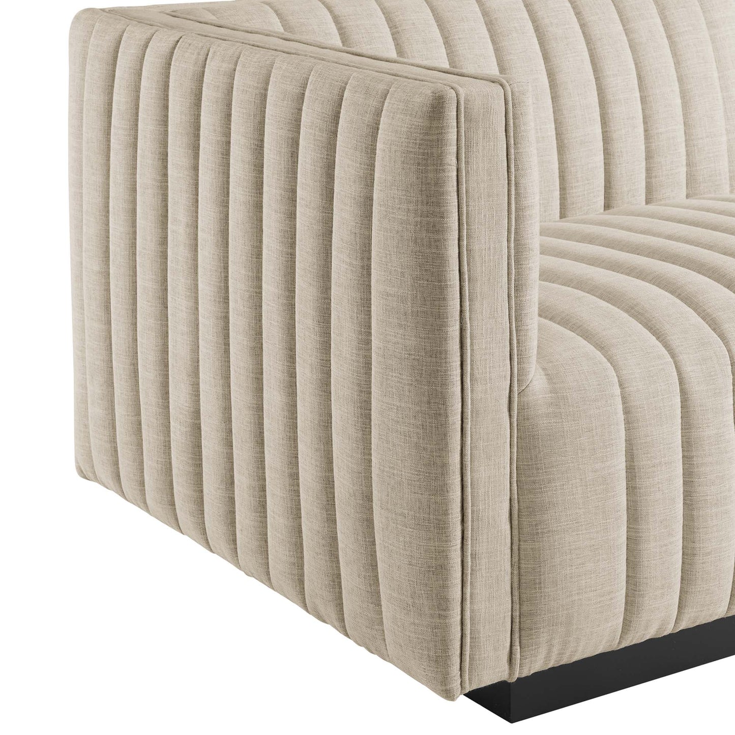 Modway Furniture Conjure Channel Tufted Upholstered Fabric Sofa by Modway - EEI-5787-BLK-LGR