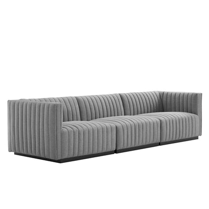 Modway Furniture Conjure Channel Tufted Upholstered Fabric Sofa by Modway - EEI-5787-BLK-LGR