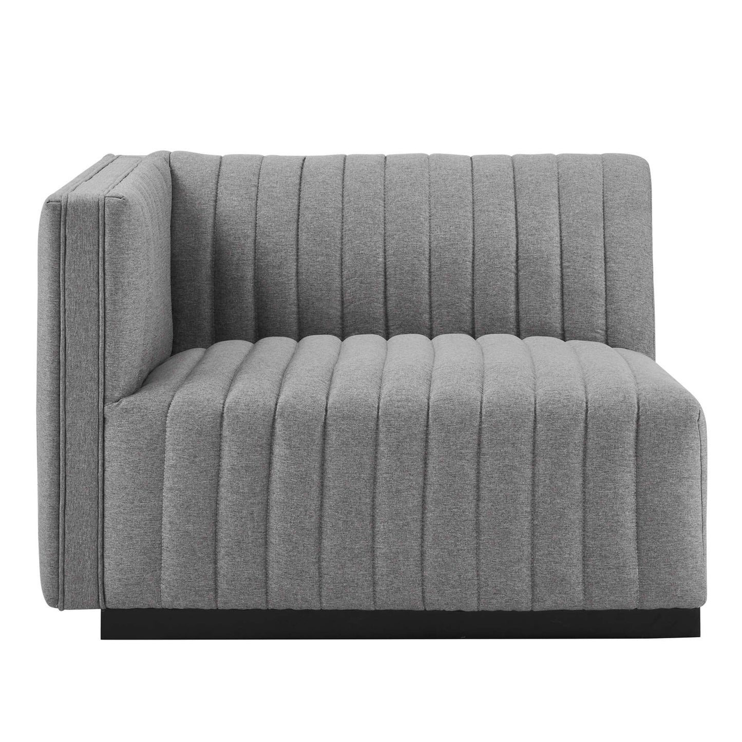 Modway Furniture Conjure Channel Tufted Upholstered Fabric Sofa by Modway - EEI-5787-BLK-LGR