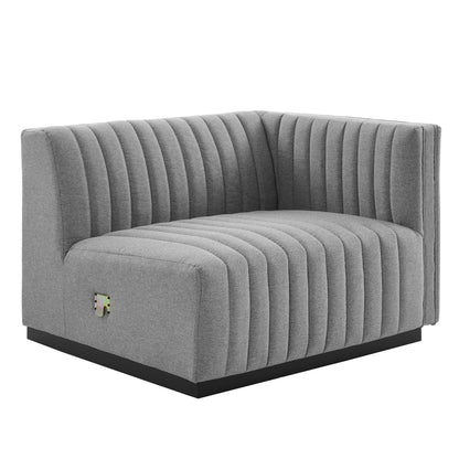 Modway Furniture Conjure Channel Tufted Upholstered Fabric Sofa by Modway - EEI-5787-BLK-LGR