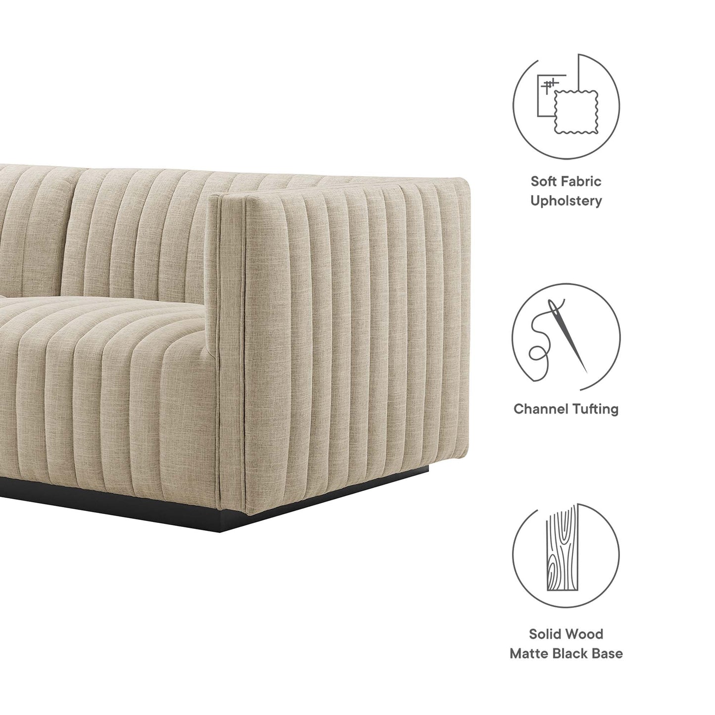 Modway Furniture Conjure 5-Piece Channel Tufted Upholstered Fabric Sectional by Modway – EEI-5796