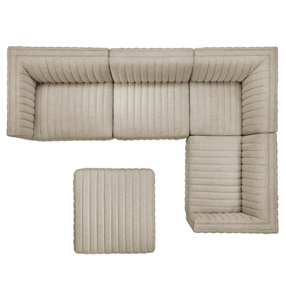 Modway Furniture Conjure 5-Piece Channel Tufted Upholstered Fabric Sectional by Modway – EEI-5796