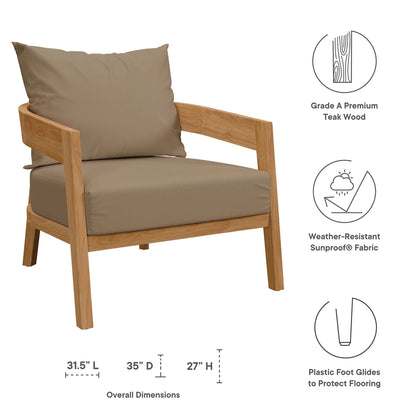 Modway Furniture Brisbane 3-Piece Teak Wood Outdoor Patio Set by Modway - EEI-5834-NAT-GRY