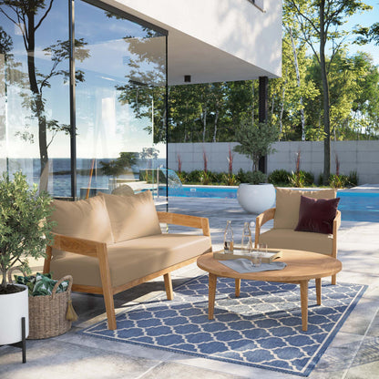 Modway Furniture Brisbane 3-Piece Teak Wood Outdoor Patio Set by Modway - EEI-5834-NAT-GRY