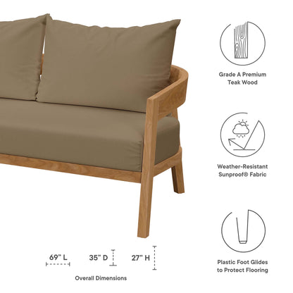 Modway Furniture Brisbane 3-Piece Teak Wood Outdoor Patio Set by Modway - EEI-5834-NAT-GRY