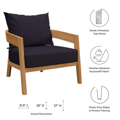 Modway Furniture Brisbane 3-Piece Teak Wood Outdoor Patio Set by Modway - EEI-5834-NAT-GRY