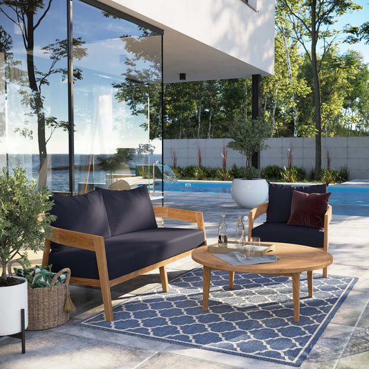 Modway Furniture Brisbane 3-Piece Teak Wood Outdoor Patio Set by Modway - EEI-5834-NAT-GRY