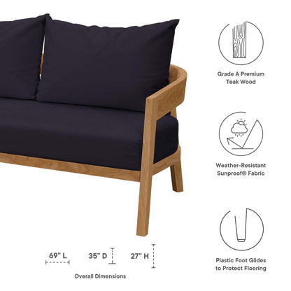 Modway Furniture Brisbane 3-Piece Teak Wood Outdoor Patio Set by Modway - EEI-5834-NAT-GRY