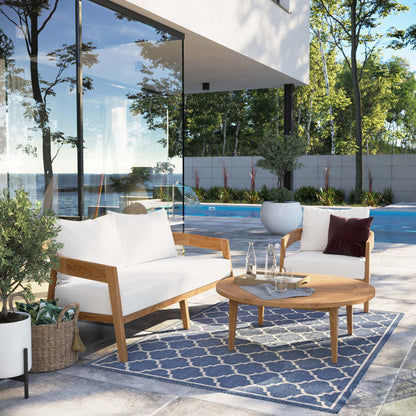 Modway Furniture Brisbane 3-Piece Teak Wood Outdoor Patio Set by Modway - EEI-5834-NAT-GRY