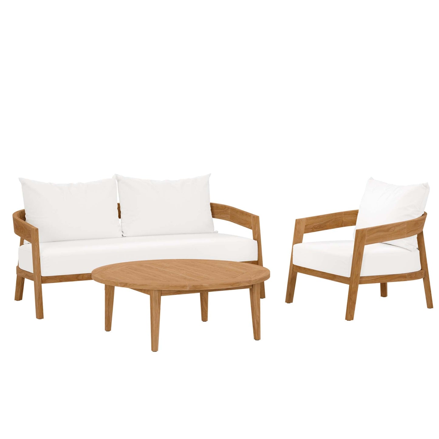 Modway Furniture Brisbane 3-Piece Teak Wood Outdoor Patio Set by Modway - EEI-5834-NAT-GRY