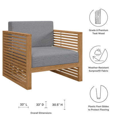 Modway Furniture Carlsbad 3-Piece Teak Wood Outdoor Patio Outdoor Patio Set - EEI-5838-NAT-GRY