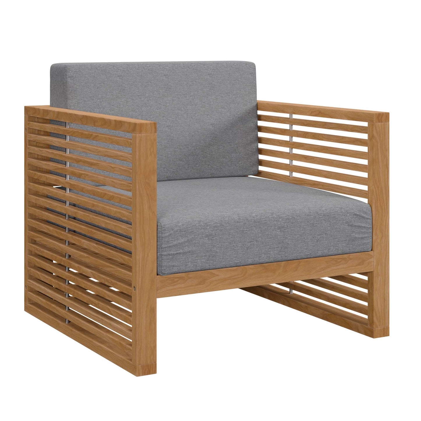 Modway Furniture Carlsbad 3-Piece Teak Wood Outdoor Patio Outdoor Patio Set - EEI-5838-NAT-GRY