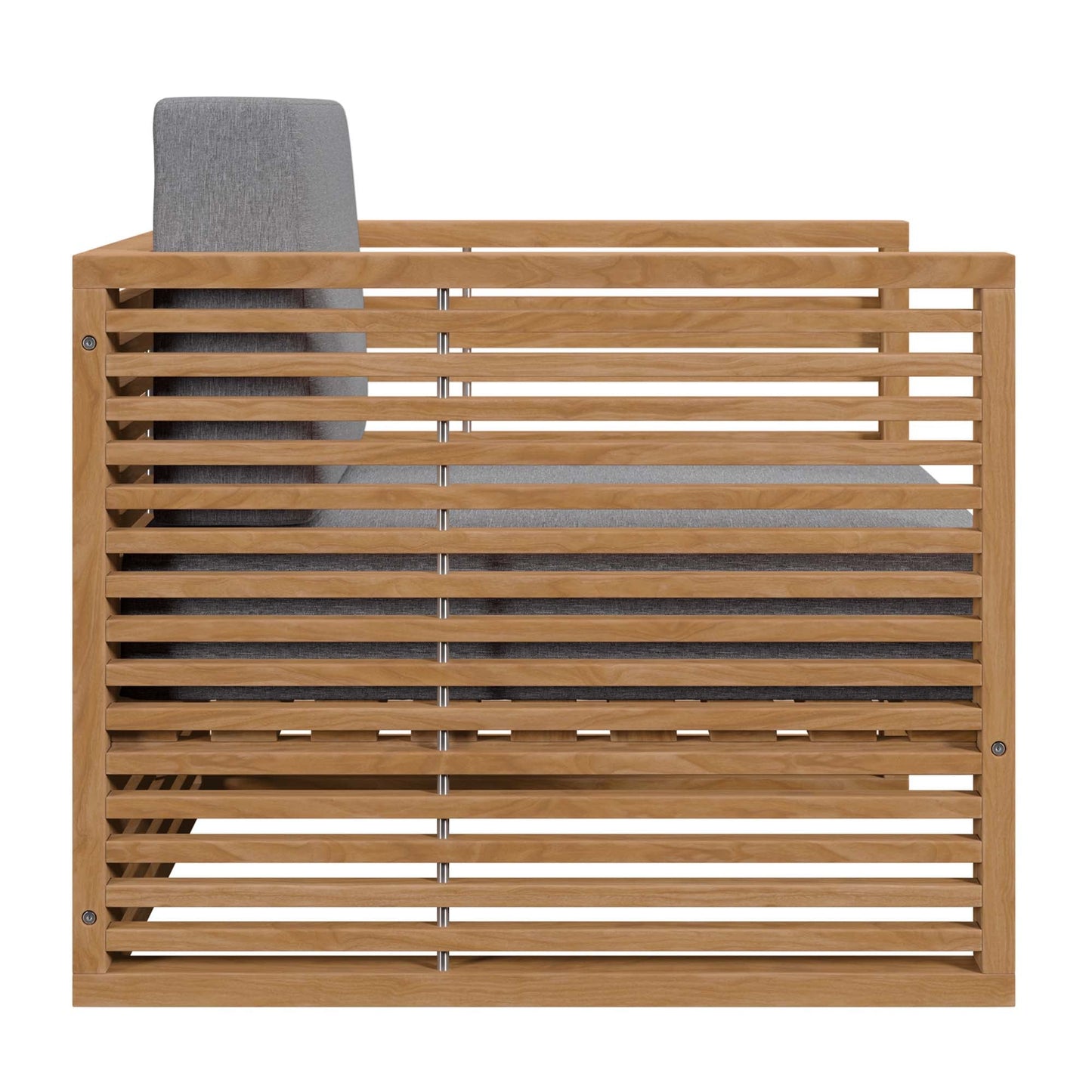 Modway Furniture Carlsbad 3-Piece Teak Wood Outdoor Patio Outdoor Patio Set - EEI-5838-NAT-GRY