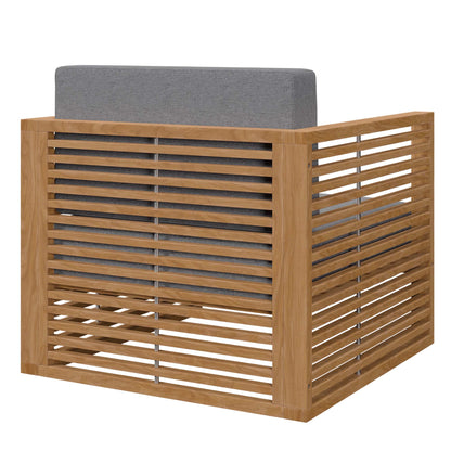 Modway Furniture Carlsbad 3-Piece Teak Wood Outdoor Patio Outdoor Patio Set - EEI-5838-NAT-GRY