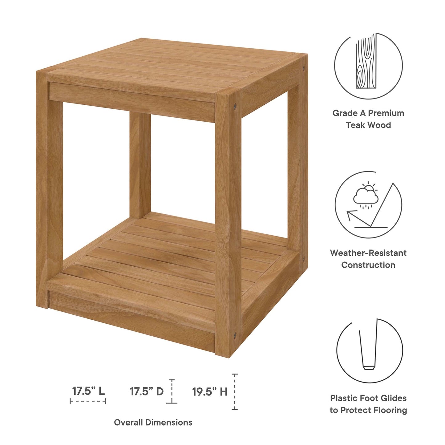 Modway Furniture Carlsbad 3-Piece Teak Wood Outdoor Patio Outdoor Patio Set - EEI-5838-NAT-GRY