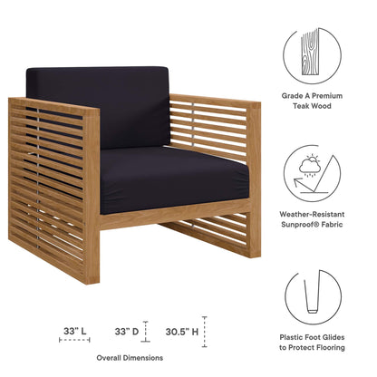 Modway Furniture Carlsbad 3-Piece Teak Wood Outdoor Patio Outdoor Patio Set - EEI-5838-NAT-GRY