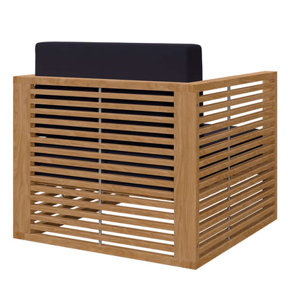 Modway Furniture Carlsbad 3-Piece Teak Wood Outdoor Patio Outdoor Patio Set - EEI-5838-NAT-GRY