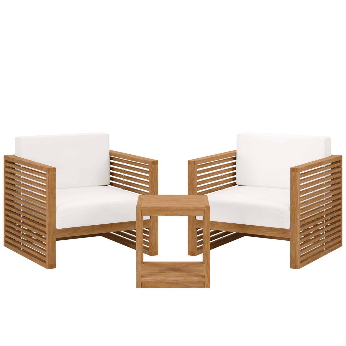 Modway Furniture Carlsbad 3-Piece Teak Wood Outdoor Patio Outdoor Patio Set - EEI-5838-NAT-GRY