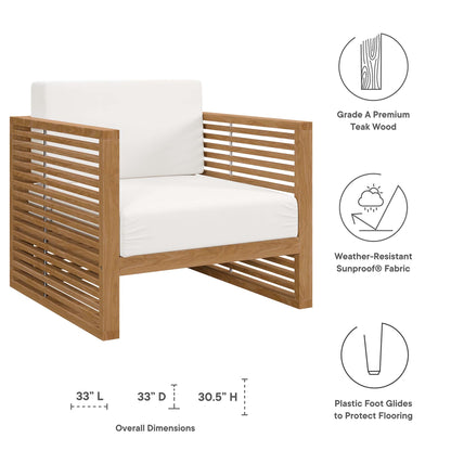 Modway Furniture Carlsbad 3-Piece Teak Wood Outdoor Patio Outdoor Patio Set - EEI-5838-NAT-GRY