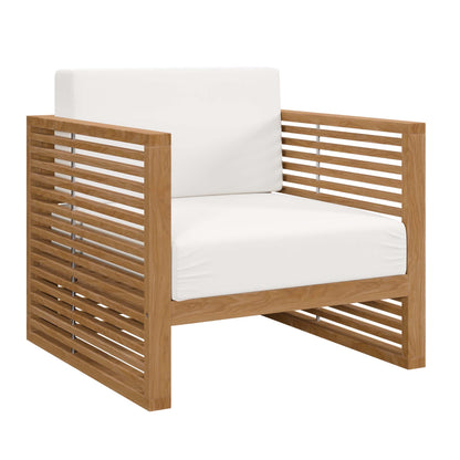 Modway Furniture Carlsbad 3-Piece Teak Wood Outdoor Patio Outdoor Patio Set - EEI-5838-NAT-GRY