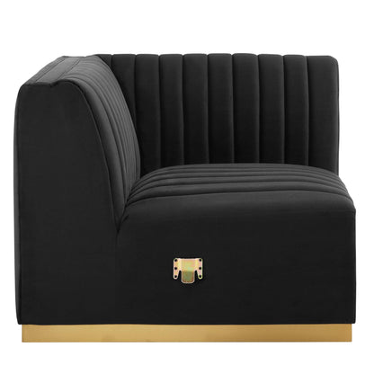 Modway Furniture Conjure 4-Piece Channel Tufted Performance Velvet Sectional by Modway - EEI-5848-GLD-BLK – EEI-5848
