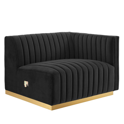 Modway Furniture Conjure 4-Piece Channel Tufted Performance Velvet Sectional by Modway - EEI-5848-GLD-BLK – EEI-5848