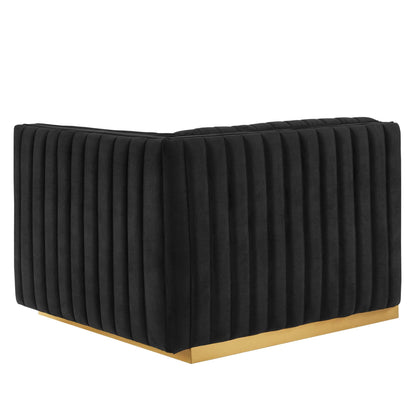 Modway Furniture Conjure 4-Piece Channel Tufted Performance Velvet Sectional by Modway - EEI-5848-GLD-BLK – EEI-5848