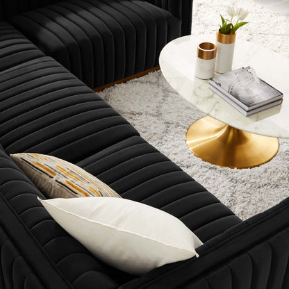 Modway Furniture Conjure 4-Piece Channel Tufted Performance Velvet Sectional by Modway - EEI-5848-GLD-BLK – EEI-5848