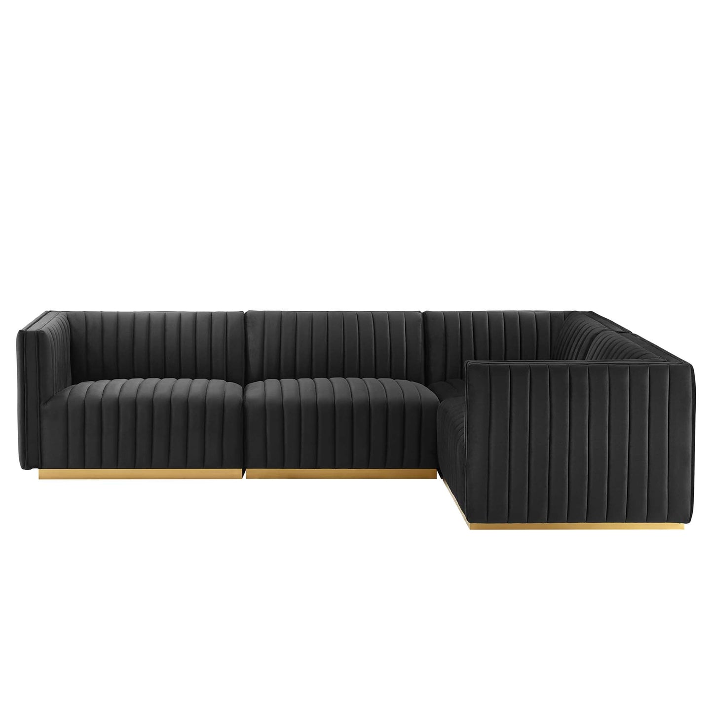 Modway Furniture Conjure 4-Piece Channel Tufted Performance Velvet Sectional by Modway - EEI-5848-GLD-BLK – EEI-5848