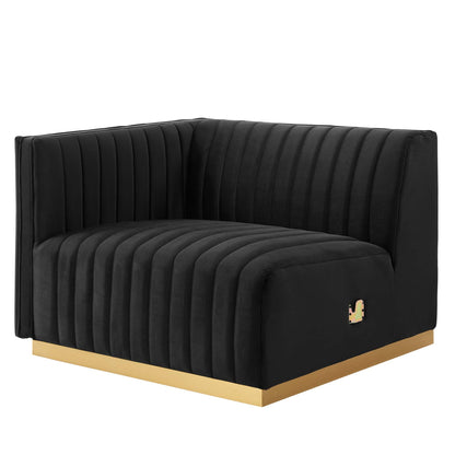 Modway Furniture Conjure 4-Piece Channel Tufted Performance Velvet Sectional by Modway - EEI-5848-GLD-BLK – EEI-5848