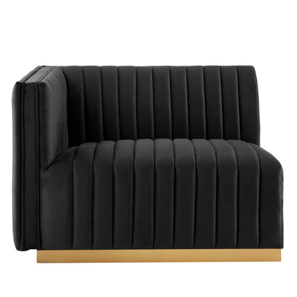Modway Furniture Conjure 4-Piece Channel Tufted Performance Velvet Sectional by Modway - EEI-5848-GLD-BLK – EEI-5848