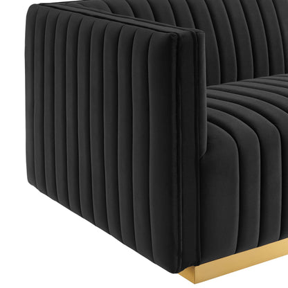 Modway Furniture Conjure 4-Piece Channel Tufted Performance Velvet Sectional by Modway - EEI-5848-GLD-BLK – EEI-5848