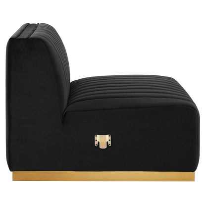 Modway Furniture Conjure 4-Piece Channel Tufted Performance Velvet Sectional by Modway - EEI-5848-GLD-BLK – EEI-5848