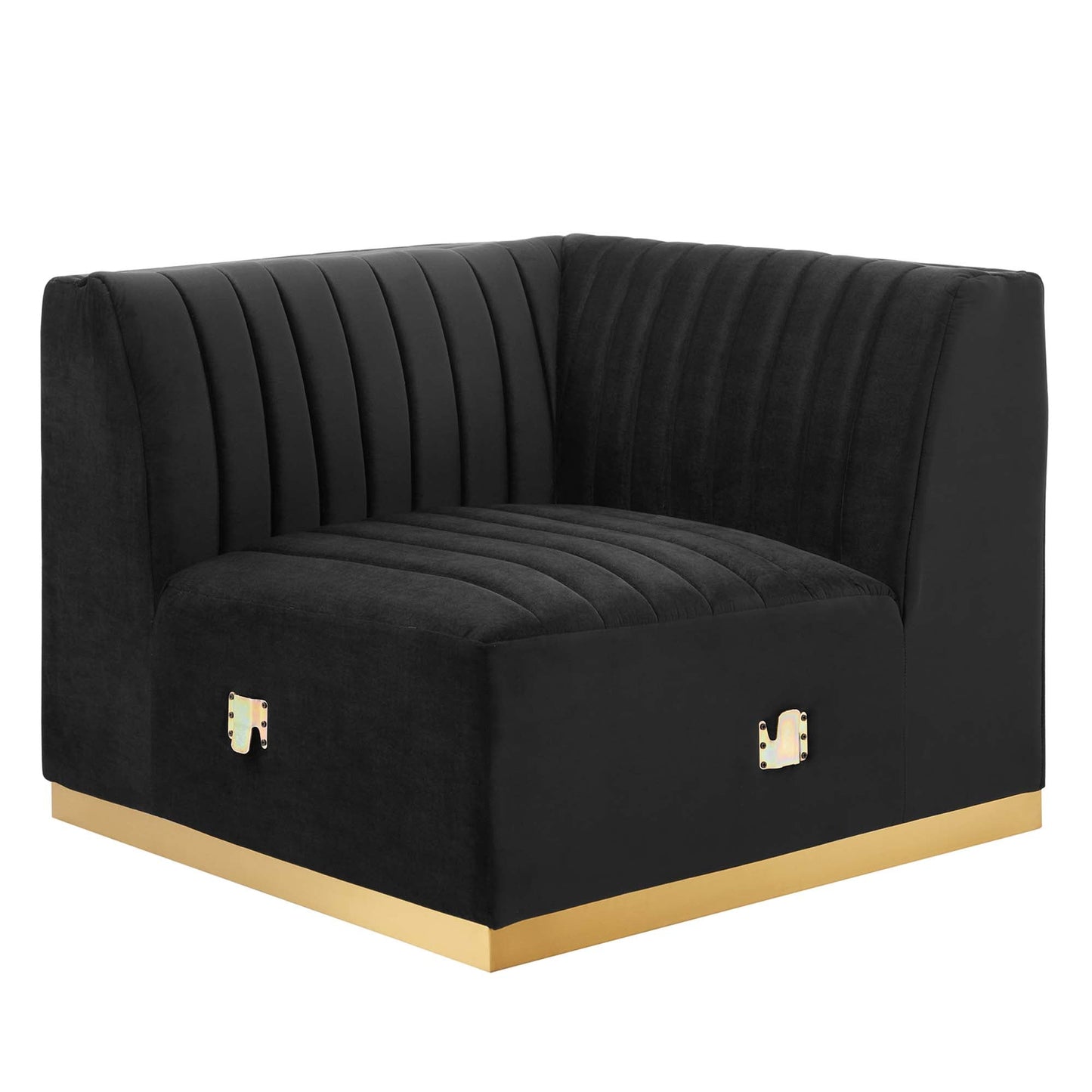 Modway Furniture Conjure 4-Piece Channel Tufted Performance Velvet Sectional by Modway - EEI-5848-GLD-BLK – EEI-5848