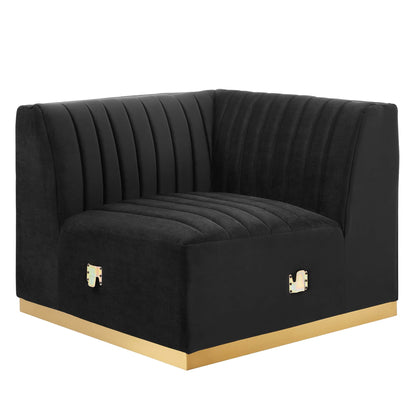 Modway Furniture Conjure 4-Piece Channel Tufted Performance Velvet Sectional by Modway - EEI-5848-GLD-BLK – EEI-5848