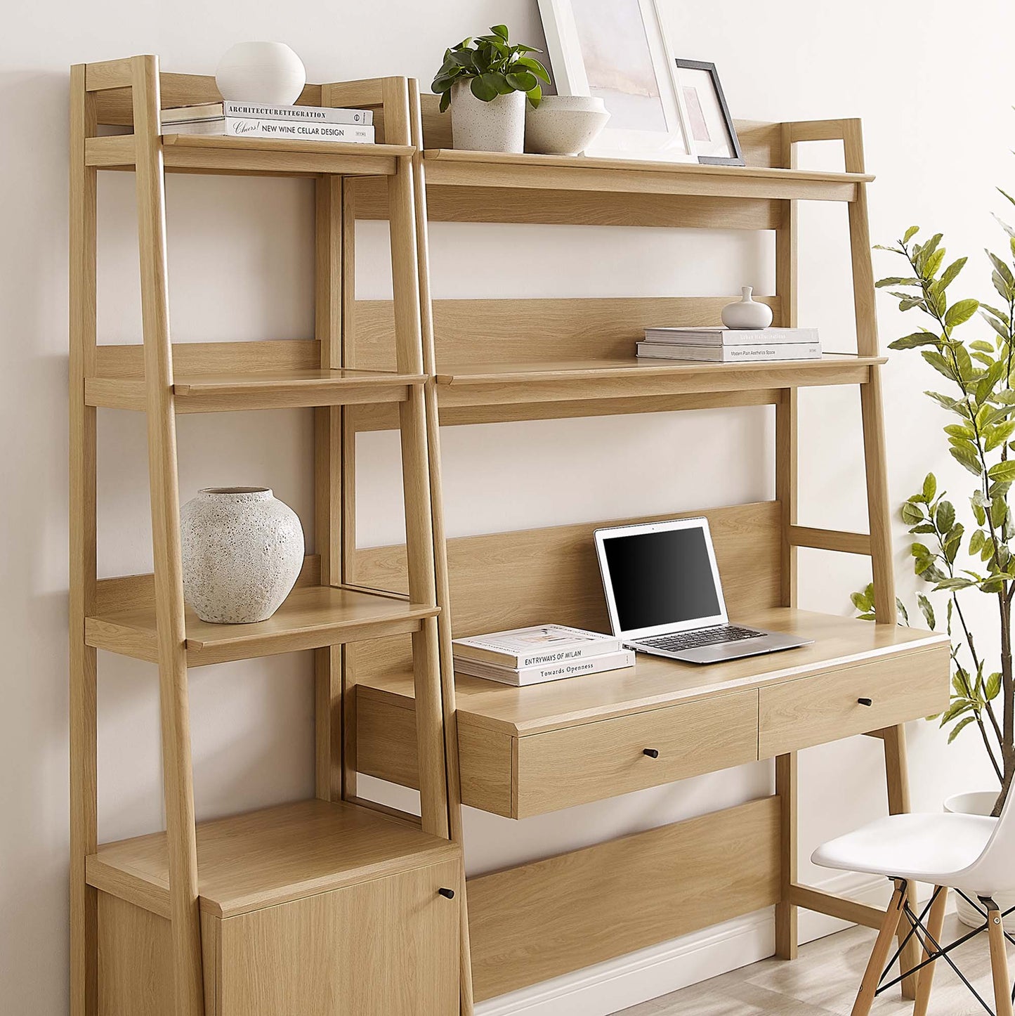 Modway Furniture Bixby 2-Piece Wood Office Desk and Bookshelf - EEI-6111-OAK