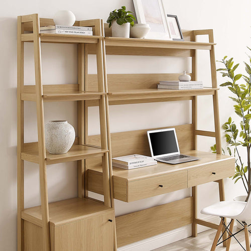 Modway Furniture Bixby 2-Piece Wood Office Desk and Bookshelf - EEI-6111-OAK