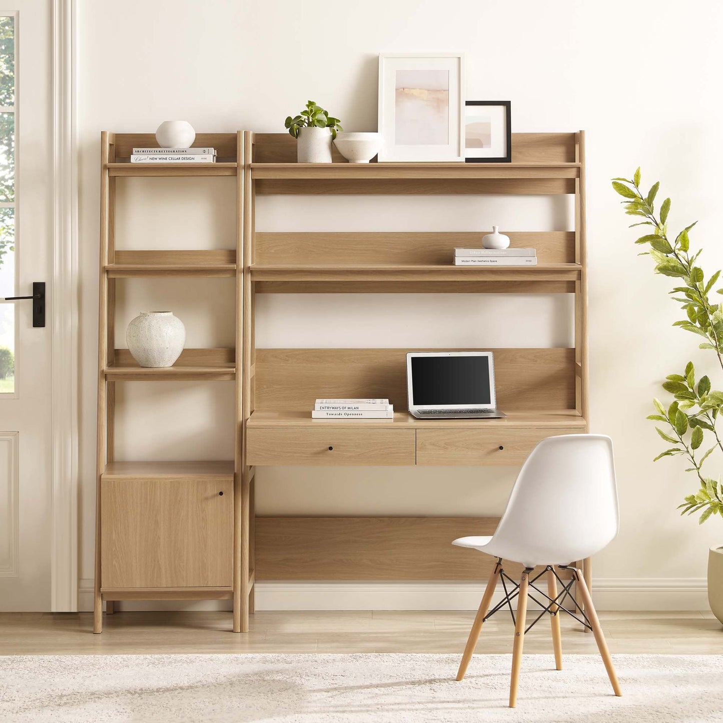 Modway Furniture Bixby 2-Piece Wood Office Desk and Bookshelf - EEI-6111-OAK