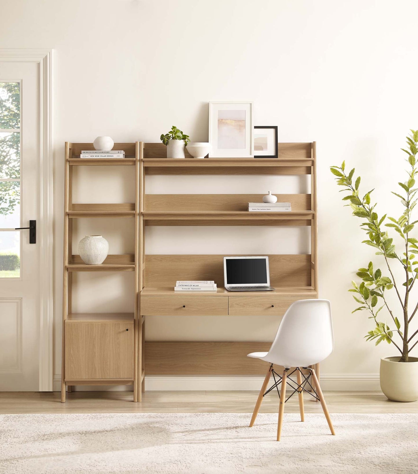 Modway Furniture Bixby 2-Piece Wood Office Desk and Bookshelf - EEI-6111-OAK