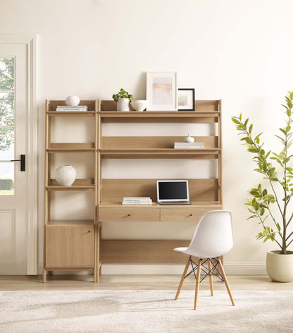 Modway Furniture Bixby 2-Piece Wood Office Desk and Bookshelf - EEI-6111-OAK