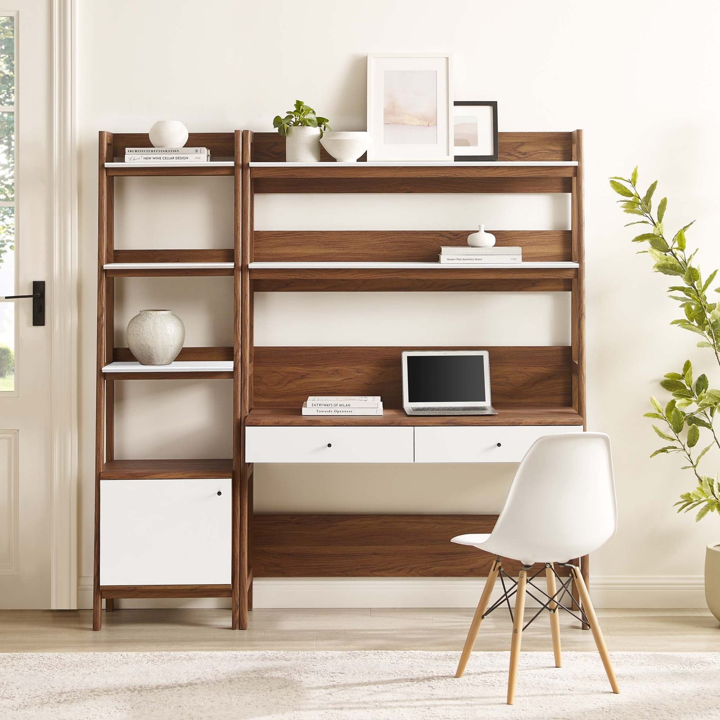 Modway Furniture Bixby 2-Piece Wood Office Desk and Bookshelf - EEI-6111-OAK