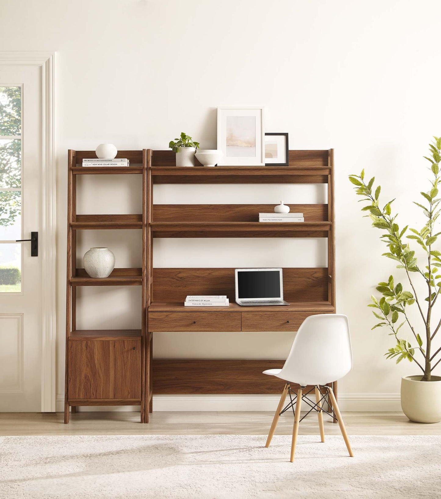 Modway Furniture Bixby 2-Piece Wood Office Desk and Bookshelf - EEI-6111-OAK
