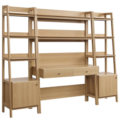 Modway Bixby 3-Piece Wood Office Desk and Bookshelf – EEI-6114-OAK