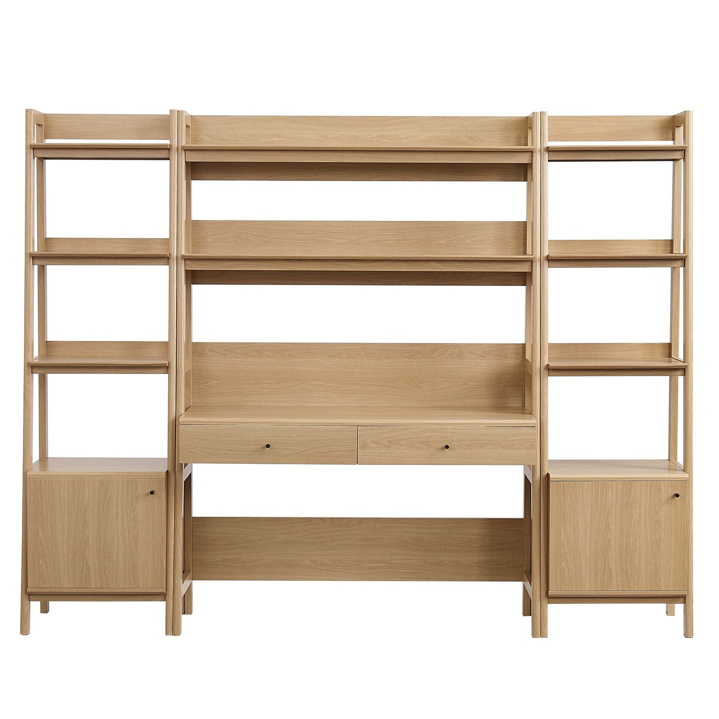 Modway Bixby 3-Piece Wood Office Desk and Bookshelf – EEI-6114-OAK