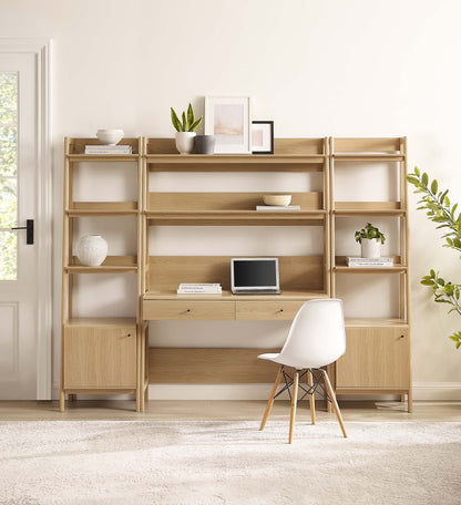 Modway Bixby 3-Piece Wood Office Desk and Bookshelf – EEI-6114-OAK