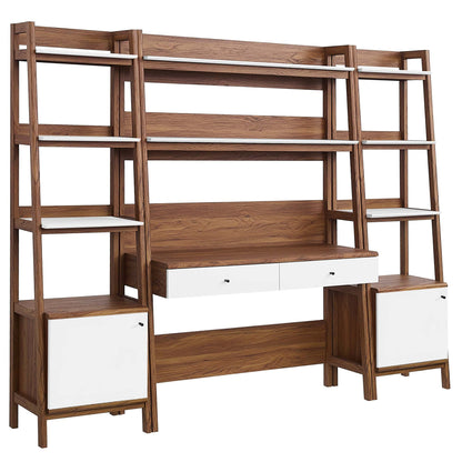 Modway Bixby 3-Piece Wood Office Desk and Bookshelf – EEI-6114-OAK