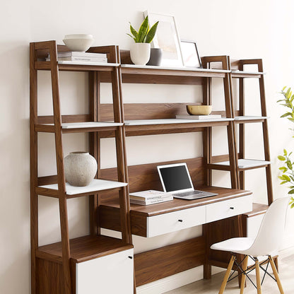 Modway Bixby 3-Piece Wood Office Desk and Bookshelf – EEI-6114-OAK