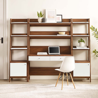 Modway Bixby 3-Piece Wood Office Desk and Bookshelf – EEI-6114-OAK