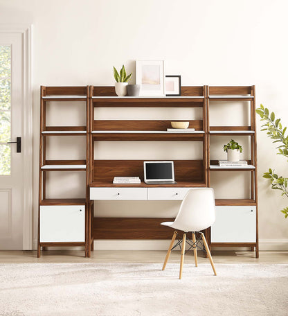 Modway Bixby 3-Piece Wood Office Desk and Bookshelf – EEI-6114-OAK