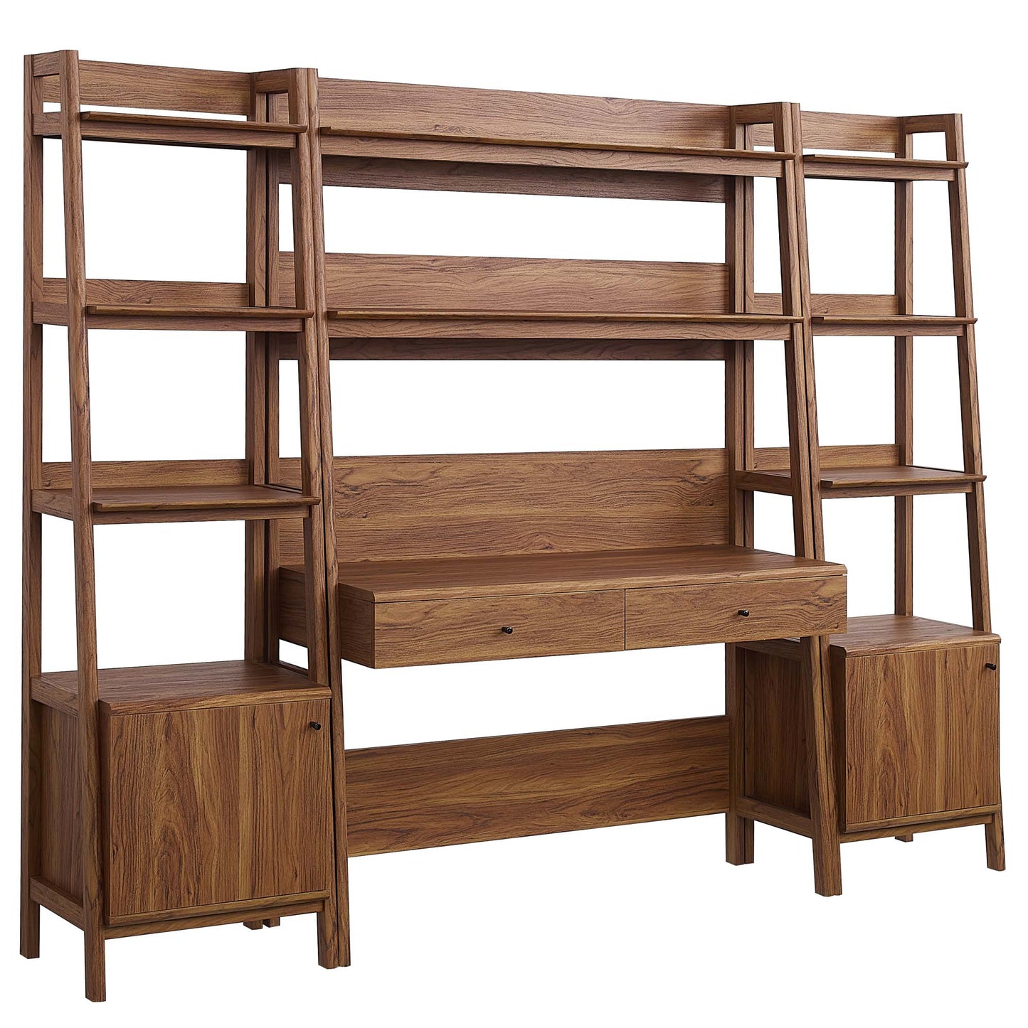 Modway Bixby 3-Piece Wood Office Desk and Bookshelf – EEI-6114-OAK